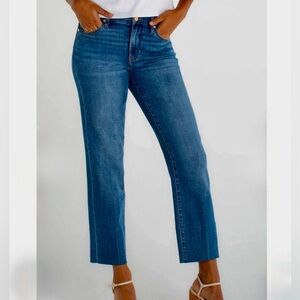 Liverpool High Rise Raw Edge Hem Straight Crop Jeans 6 / 28